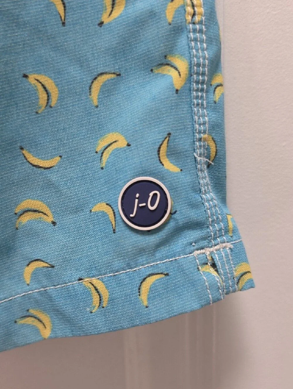 johnnie-O Light Blue Banana Print Kids Swim Trunks